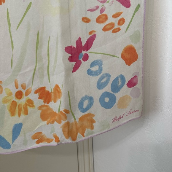 Vintage Ralph Lauren Silk Spring Florals Square Scarf - Picture 8 of 9